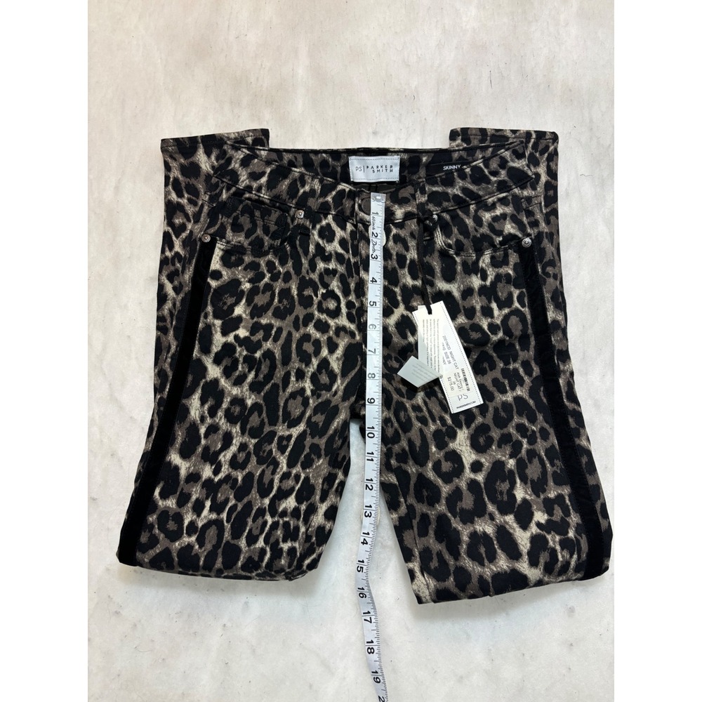 Parker Smith Night Cat Leopard Print Tuxedo Stripe Skinny Jeans Size 26 NWT - Picture 7 of 12